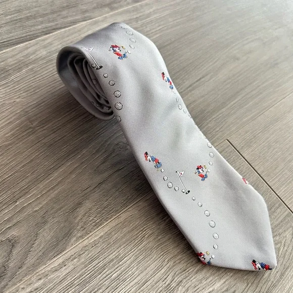 Vintage Disney Mickey Mouse grey silver golf tie The tie works - Picture 3 of 6